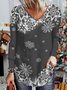 Natal Floco de neve Manga Comprida Gola  V Casual Camisa Túnica