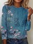 Casual Pescoço tripulação Floral Camisa