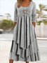 Casual Jersey Ilhós Solto Vestido