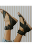 moda Chinelos Salto Plano Fivela Alça Sandálias