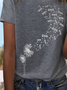 Casual Dente de leão Impresso Pescoço tripulação Jersey Camisa