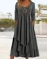 Casual Jersey Ilhós Solto Vestido