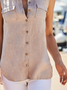 Fivela Colarinho da camisa Algodão Casual Simples Blusa
