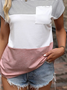 Casual Cor Quadra Listra Impresso Pescoço tripulação Camisa