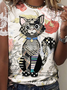 Casual Pescoço tripulação Jersey Solto Camisa