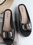 suave e Confortável moda Quadrado Fivela Casual Salto grosso metade Chinelo