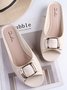suave e Confortável moda Quadrado Fivela Casual Salto grosso metade Chinelo
