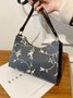 Primavera Verão Bordado Floral Axilas Bolsa