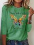 Borboleta Manga Comprida Solto Casual Camisa