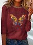Borboleta Manga Comprida Solto Casual Camisa