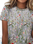 Jersey Floral Impresso Casual Pescoço tripulação Camisa