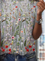 Jersey Floral Impresso Casual Pescoço tripulação Camisa