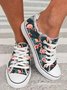 Flamingo Padrão Floral Com cordões Lona Sapatos