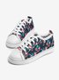 Flamingo Padrão Floral Com cordões Lona Sapatos