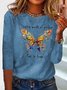 Borboleta Manga Comprida Solto Casual Camisa
