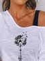 Assimétrico Dente de leão Jersey Casual Camisa
