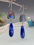 Rétro Natural Azul Pedra preciosa solta brincos Étnico Estilo Casual Mulheres Joalheria