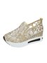 moda Lantejoula Respirável Malha Slip-On Plataforma Sapatilhas