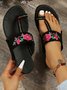 Etniab Floral Bordado Dedo do pé Anel Deslizar Sandálias
