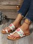 Etniab Floral Bordado Dedo do pé Anel Deslizar Sandálias