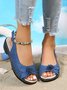 Oco Fora apliques Decoração Slingback Sandálias de Cunha