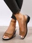 Oco Fora apliques Decoração Slingback Sandálias de Cunha