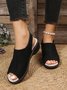Oco Fora apliques Decoração Slingback Sandálias de Cunha