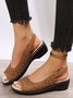 Oco Fora apliques Decoração Slingback Sandálias de Cunha