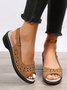 Oco Fora apliques Decoração Slingback Sandálias de Cunha