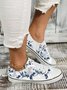 Mulheres Casual Floral Impressão Com cordões Lona Sapatos