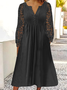 Fivela Solto Gola  V Casual Vestido