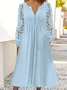 Fivela Solto Gola  V Casual Vestido