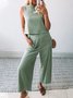 Casual Simples Topo Com Calças Conjunto de duas peças