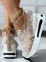 Lantejoula Renda Dividido Joint Slip-On Muffin Sapatilhas