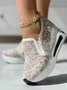 Lantejoula Renda Dividido Joint Slip-On Muffin Sapatilhas