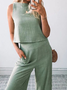 Casual Simples Topo Com Calças Conjunto de duas peças
