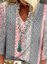 Floral Impressão Casual Solto Camisa