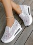 moda Lantejoula Respirável Malha Slip-On Plataforma Sapatilhas