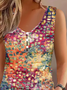 Jersey Abstrato Impresso Casual Fivela Tanque Topo