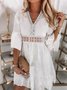 Glitter Casual Solto Gola  V Vestido