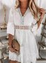 Glitter Casual Solto Gola  V Vestido