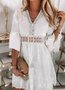 Glitter Casual Solto Gola  V Vestido