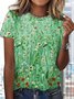 Jersey Floral Impresso Casual Pescoço tripulação Camisa