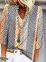 Floral Impressão Casual Solto Camisa