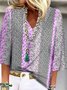 Floral Impressão Casual Solto Camisa