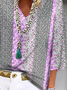 Floral Impressão Casual Solto Camisa