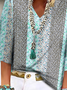 Floral Impressão Casual Solto Camisa