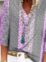 Floral Impressão Casual Solto Camisa