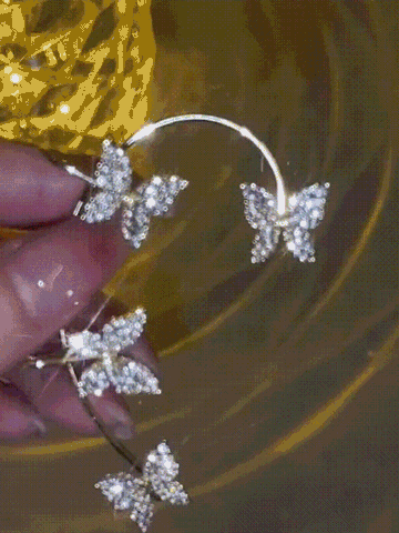 solteiro metal Strass Borboleta brincos