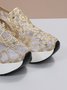 moda Lantejoula Respirável Malha Slip-On Plataforma Sapatilhas